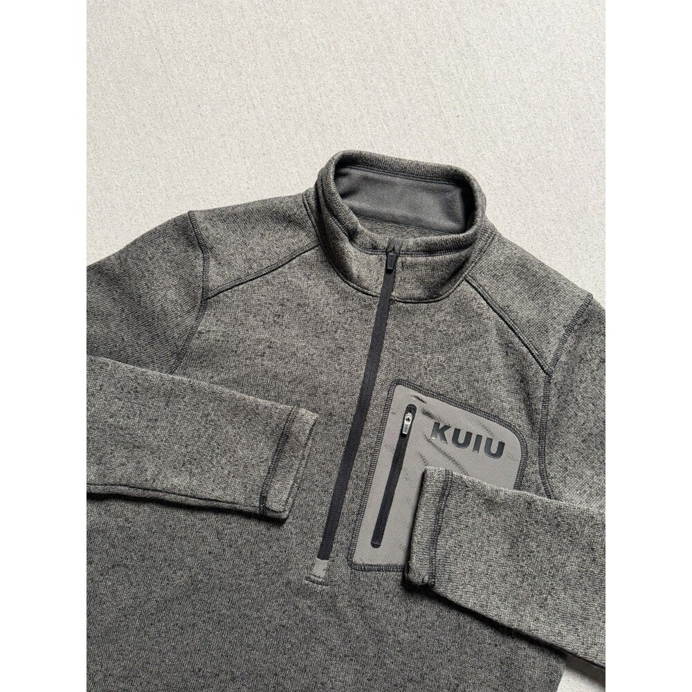 KUIU Pullover Mens M Gray Base Camp Sweater High Loft Fleece Half Zip Hunting